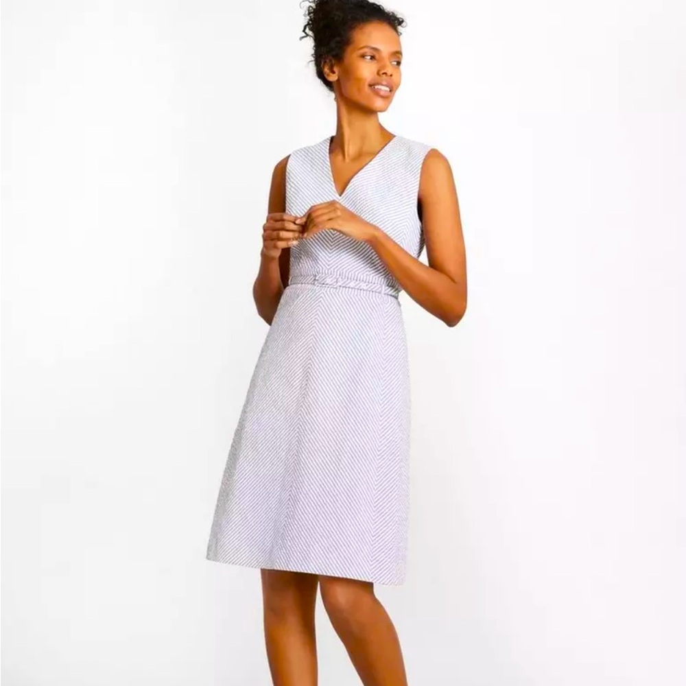 Brooks Brothers Stretch Cotton Striped Seersucker dress